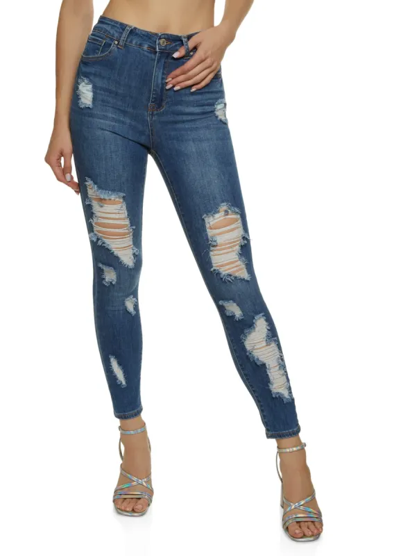 WAX Distressed Stretch Skinny Jeans sold by Rainbow