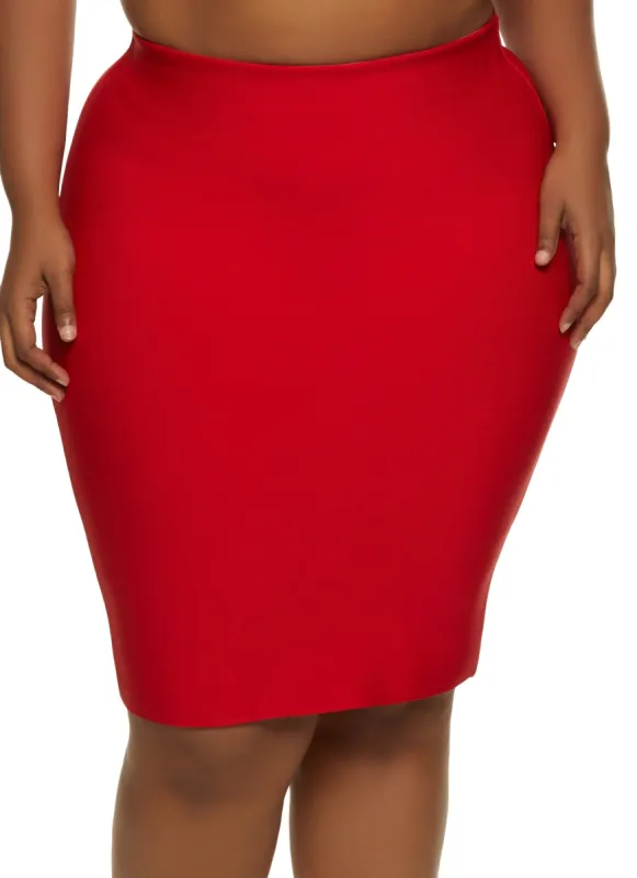 Plus Size High Waist Pencil Midi Skirt sold by Rainbow