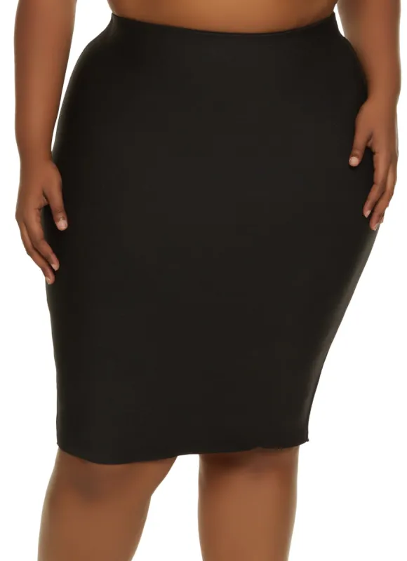 Plus Size High Waist Pencil Midi Skirt sold by Rainbow