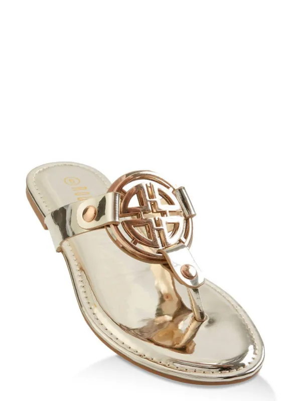 Geometric Pendant Thong Sandals sold by Rainbow