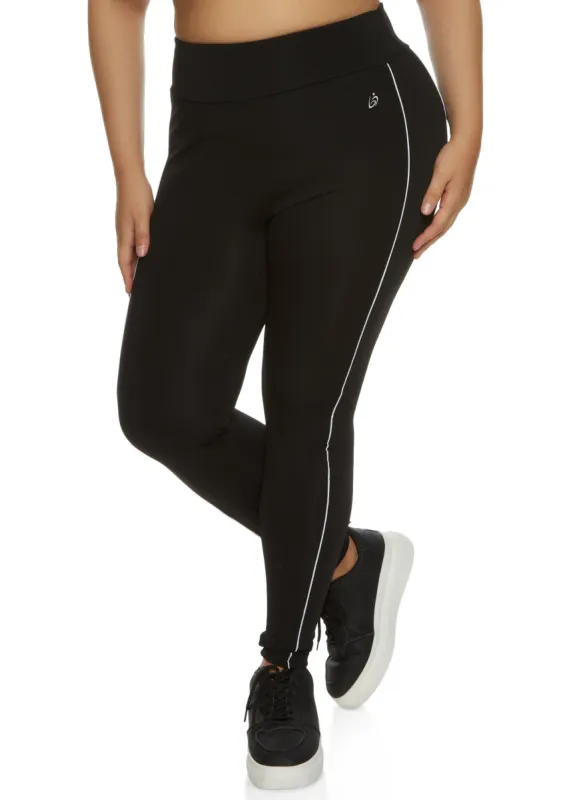 Plus Size Contrast Piping Active Leggings sold by Rainbow
