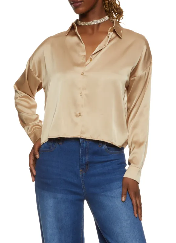Button Front Satin Shirt sold by Rainbow