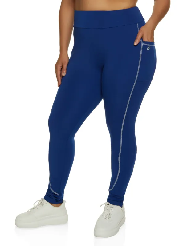 Plus Size Contrast Stitch Active Leggings sold by Rainbow