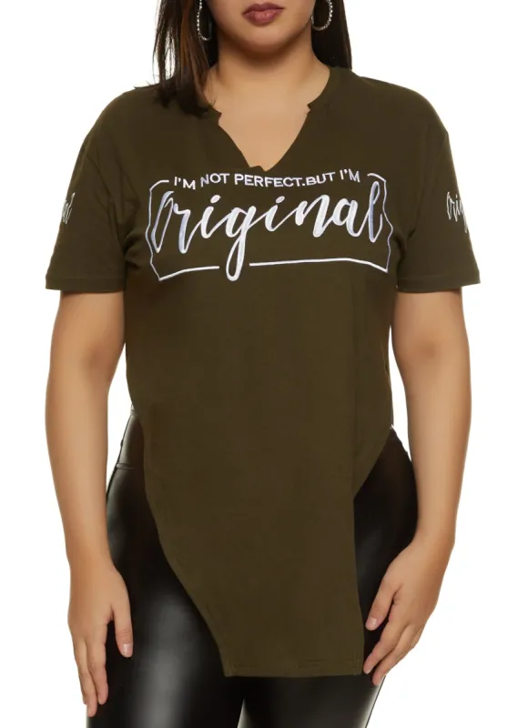 Plus Size Im Not Perfect But Im Original Embroidered Tee sold by Rainbow