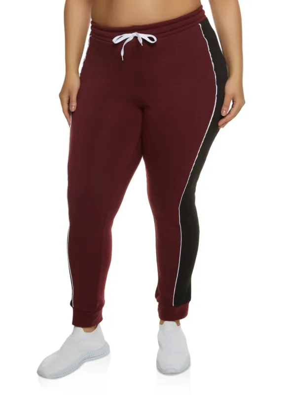 Plus Size Contrast Trim Side Stripe Joggers sold by Rainbow