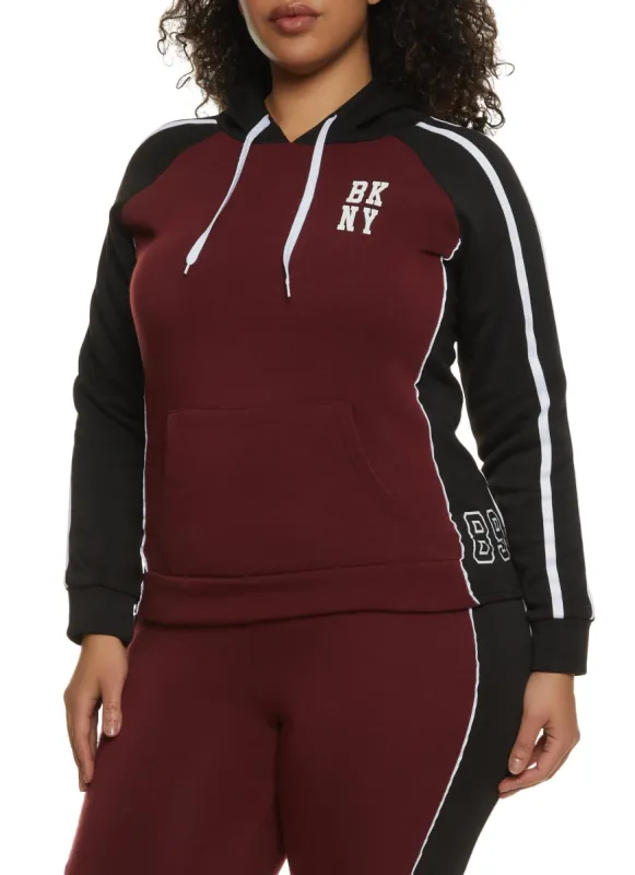 Plus Size BKNY 89 Color Blocked Hoodie sold by Rainbow