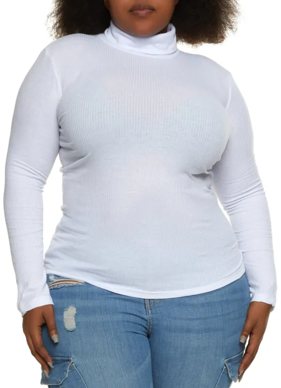 Plus Size Ribbed Knit Turtleneck Top sold by Rainbow