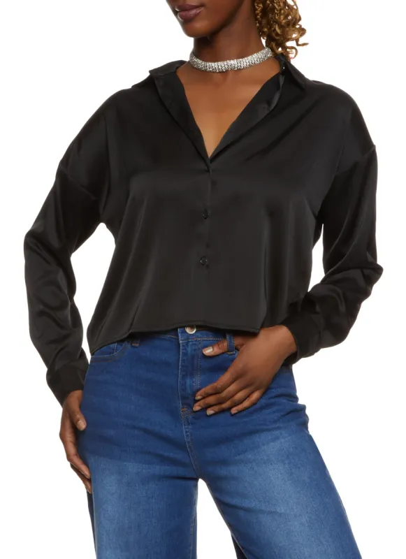 Button Front Satin Shirt sold by Rainbow