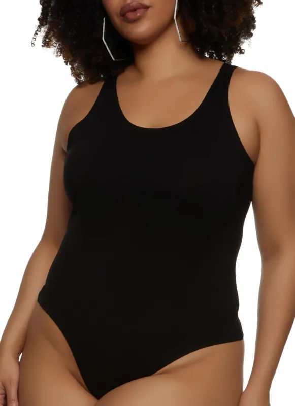 Plus Size Scoop Neck Tank Bodysuit sold by Rainbow