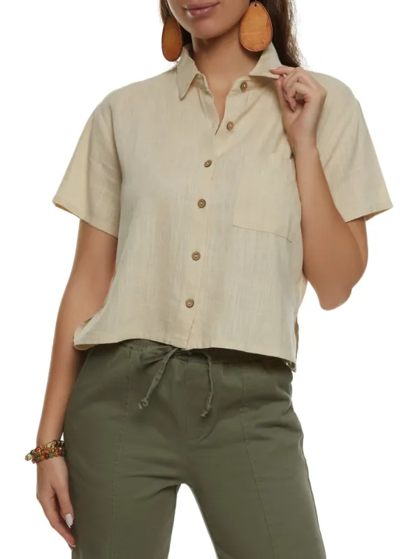 Linen Short Sleeve Button Front Shirt sold by Rainbow