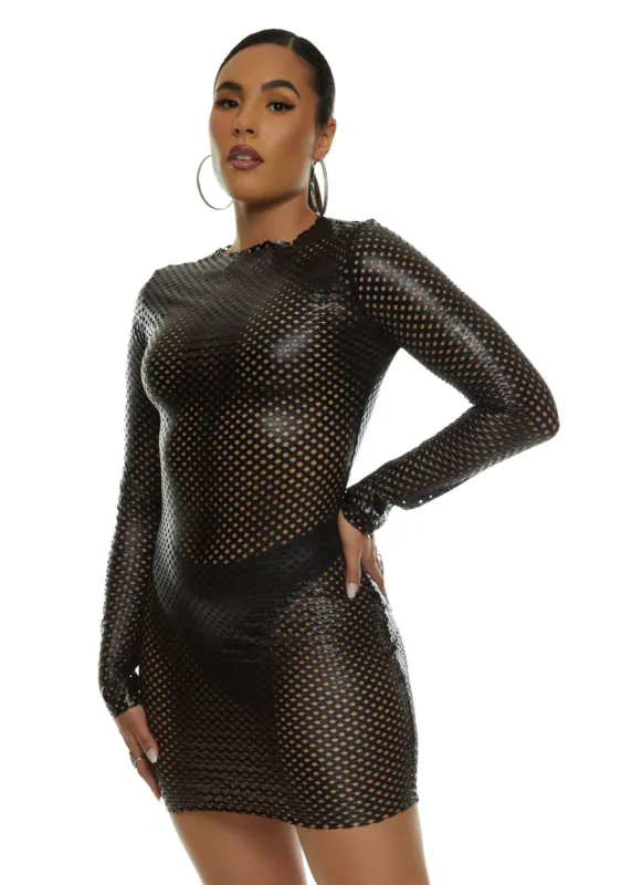 Metallic Fishnet Bodycon Dress sold by Rainbow