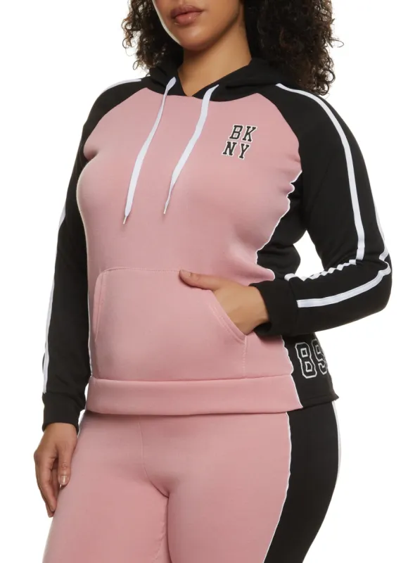 Plus Size BKNY 89 Color Blocked Hoodie sold by Rainbow