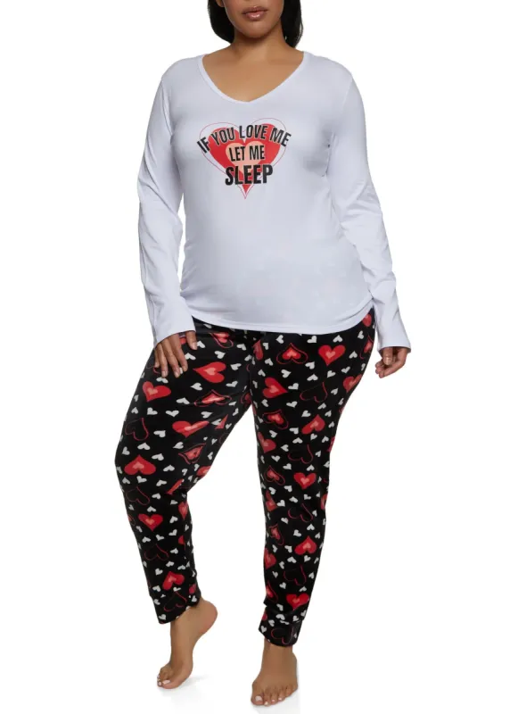 Plus Size If You Love Me Let Me Sleep Pajama Top and Pants sold by Rainbow