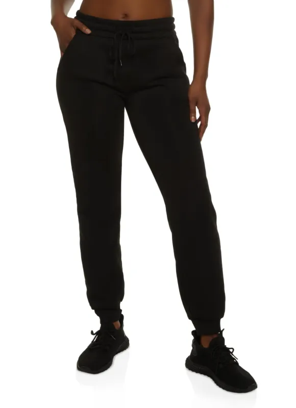 Fleece High Waist Drawstring Joggers sold by Rainbow