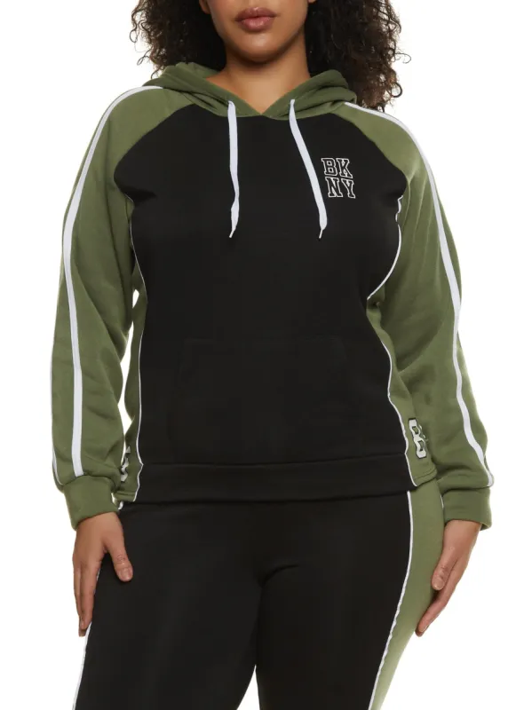 Plus Size BKNY 89 Color Blocked Hoodie sold by Rainbow