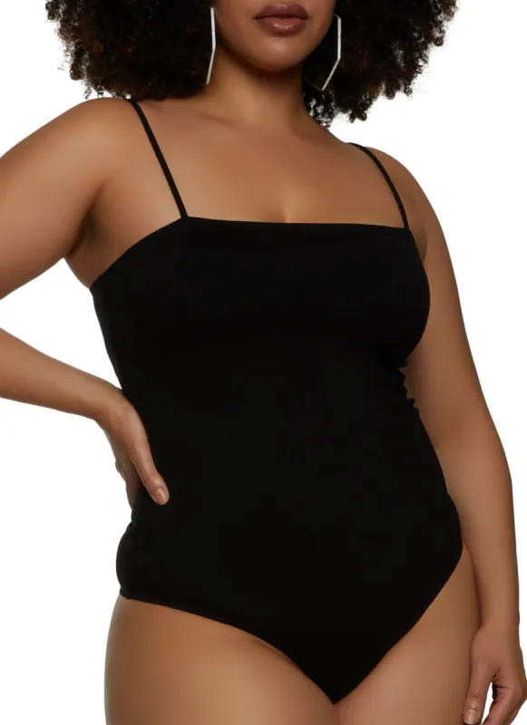 Plus Size Square Neck Cami Bodysuit sold by Rainbow