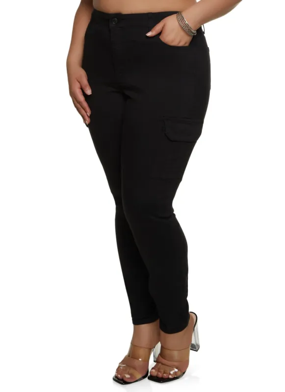 Plus Size WAX Cargo Pocket Skinny Pants sold by Rainbow