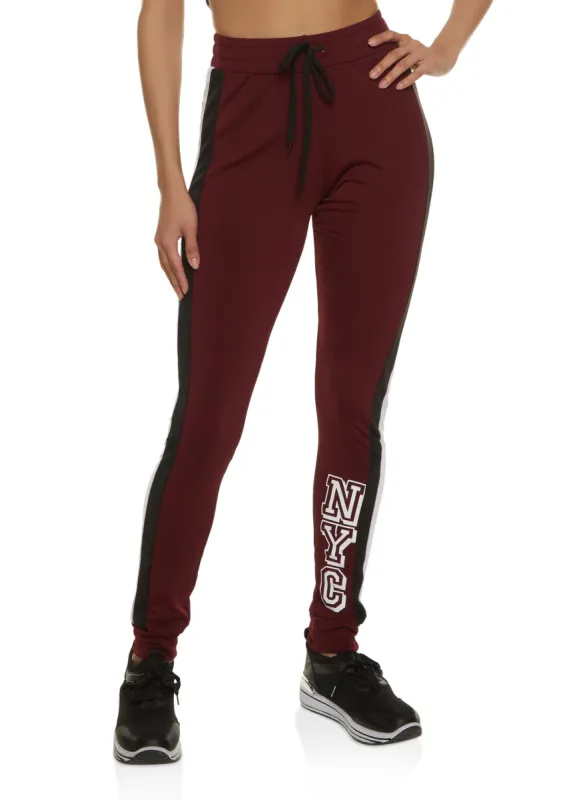 NYC Side Stripe Drawstring Joggers sold by Rainbow