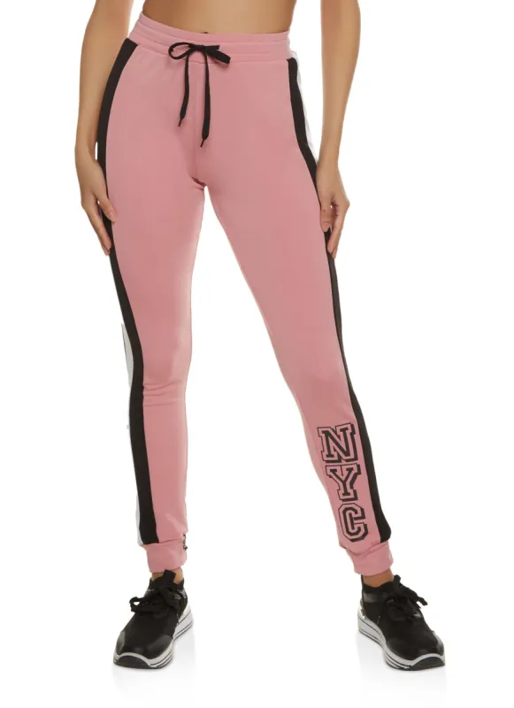 NYC Side Stripe Drawstring Joggers sold by Rainbow