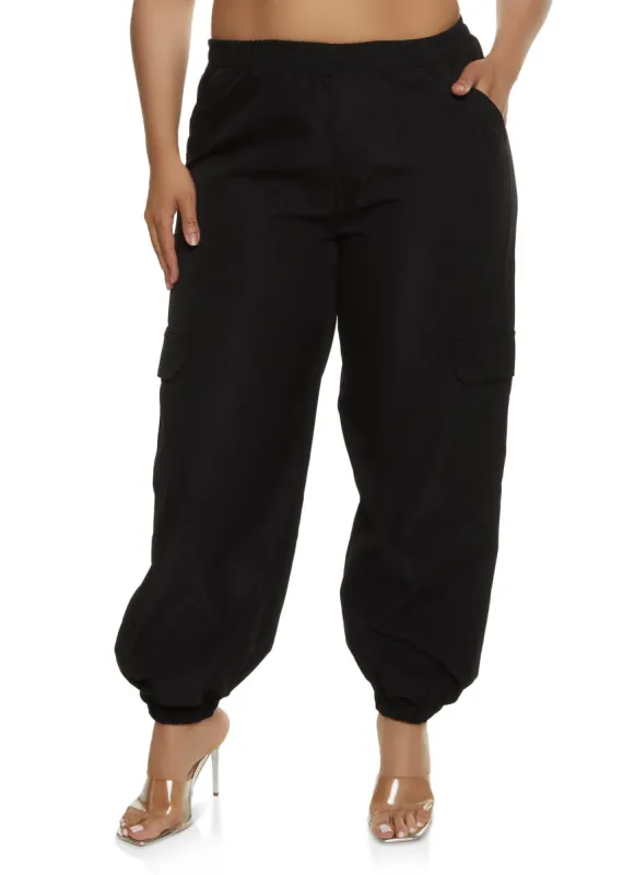 Plus Size Poplin Cargo Joggers sold by Rainbow