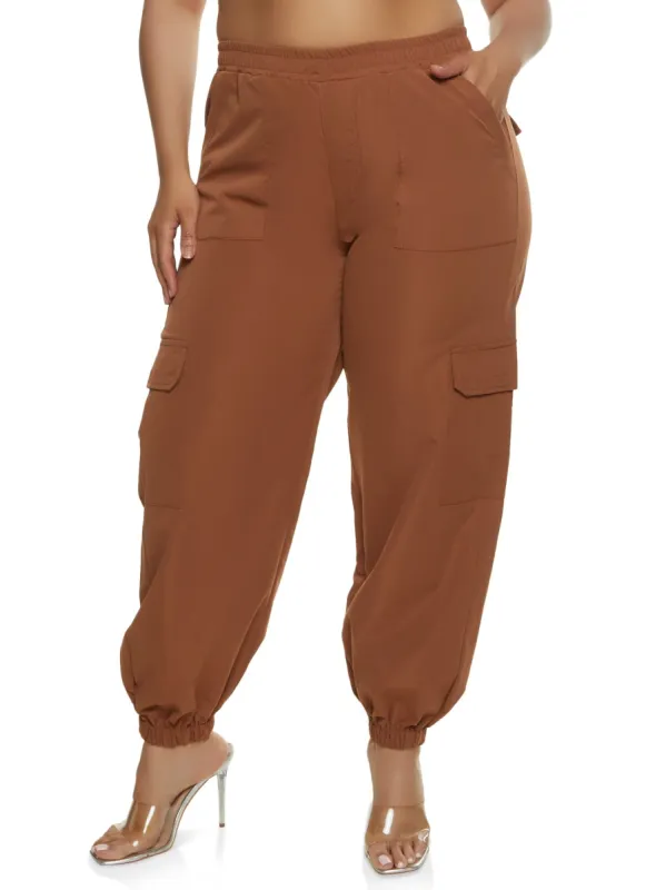 Plus Size Poplin Cargo Joggers sold by Rainbow