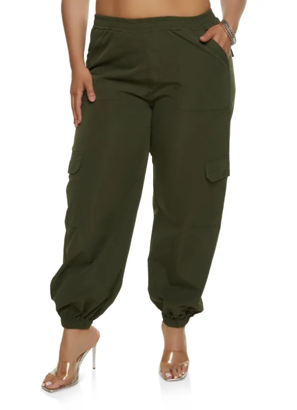 Plus Size Poplin Cargo Joggers sold by Rainbow