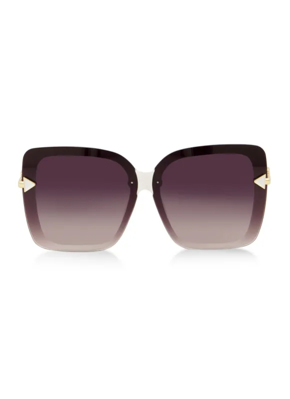 Metallic Temple Detail Oversized Sunglasses sold by Rainbow