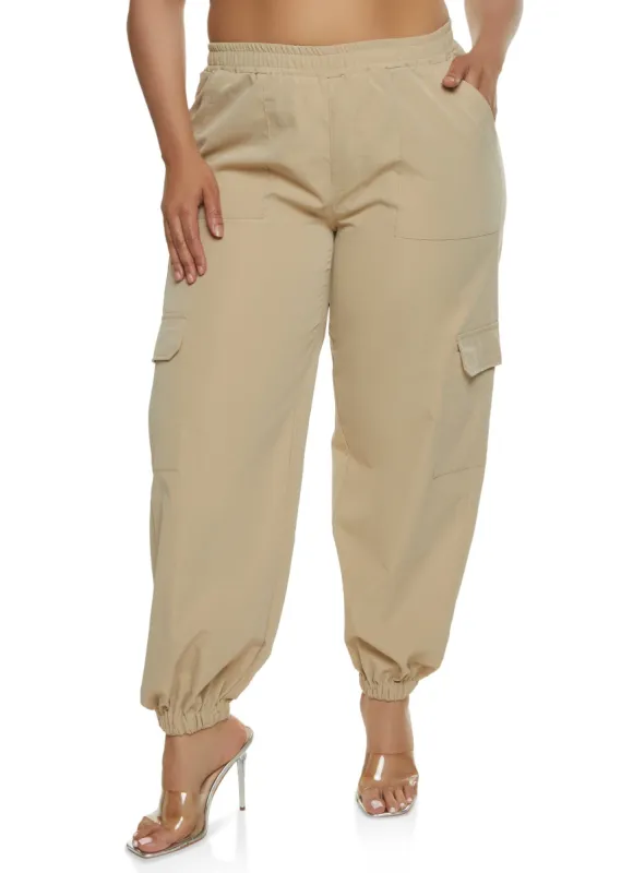 Plus Size Poplin Cargo Joggers sold by Rainbow