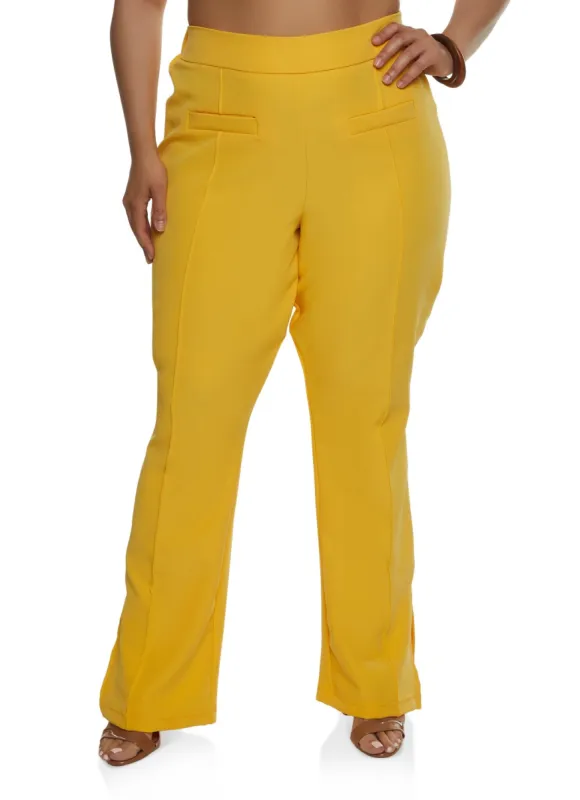 Plus Size Solid Faux Pocket Pleated Dress Pants sold by Rainbow