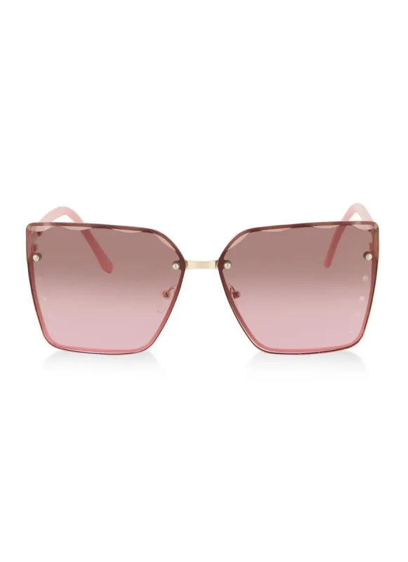 Oversized Rhinestone Lens Detail Sunglasses sold by Rainbow