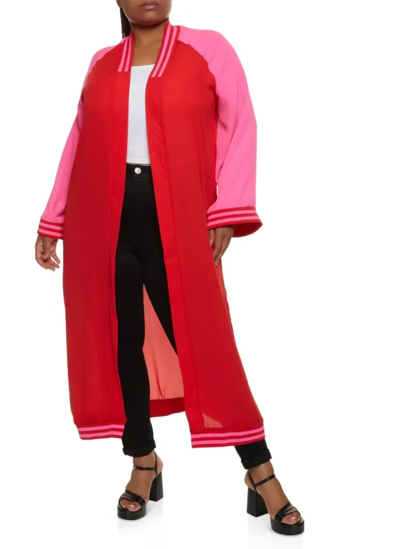 Plus Size Varsity Stripe Lightweight Jacket sold by Rainbow