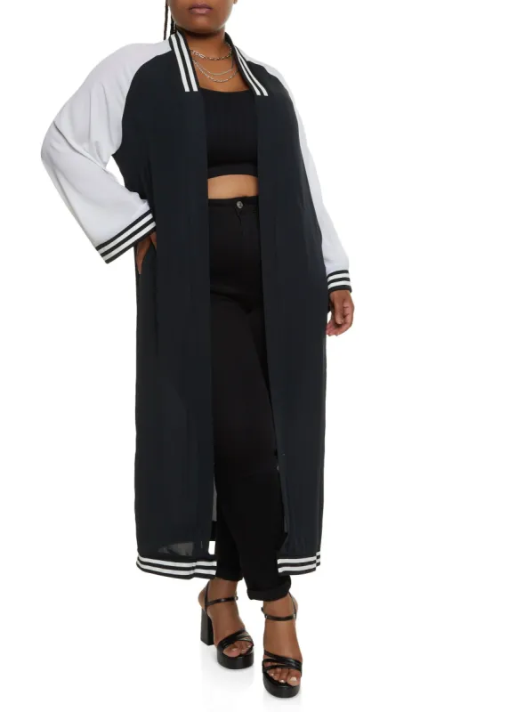 Plus Size Varsity Stripe Lightweight Jacket sold by Rainbow