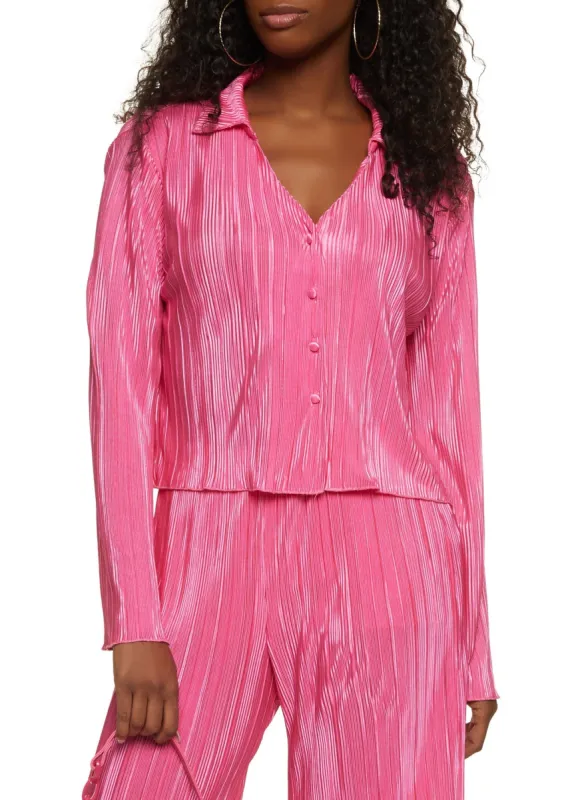 Plisse Button Front Top sold by Rainbow