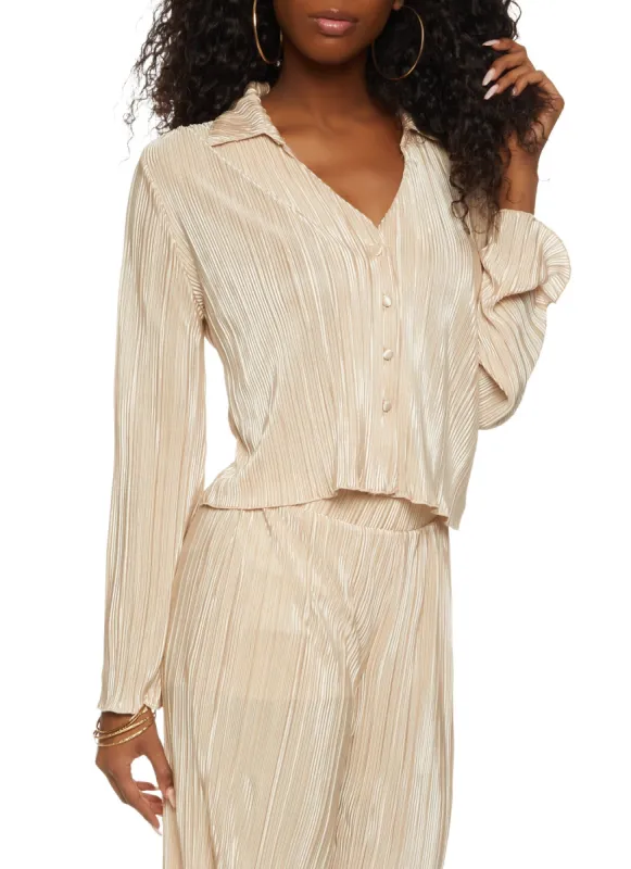 Plisse Button Front Top sold by Rainbow