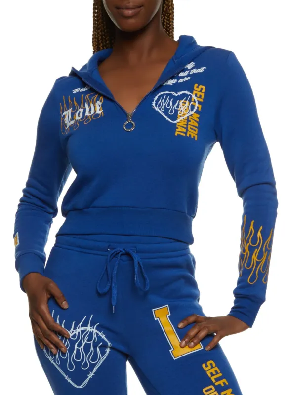 Fleece Believe In Yourself Cropped Graphic Hoodie sold by Rainbow
