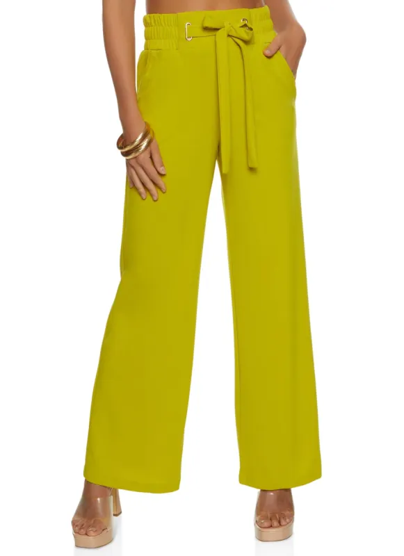 Tie Front Waist Wide Leg Pants sold by Rainbow