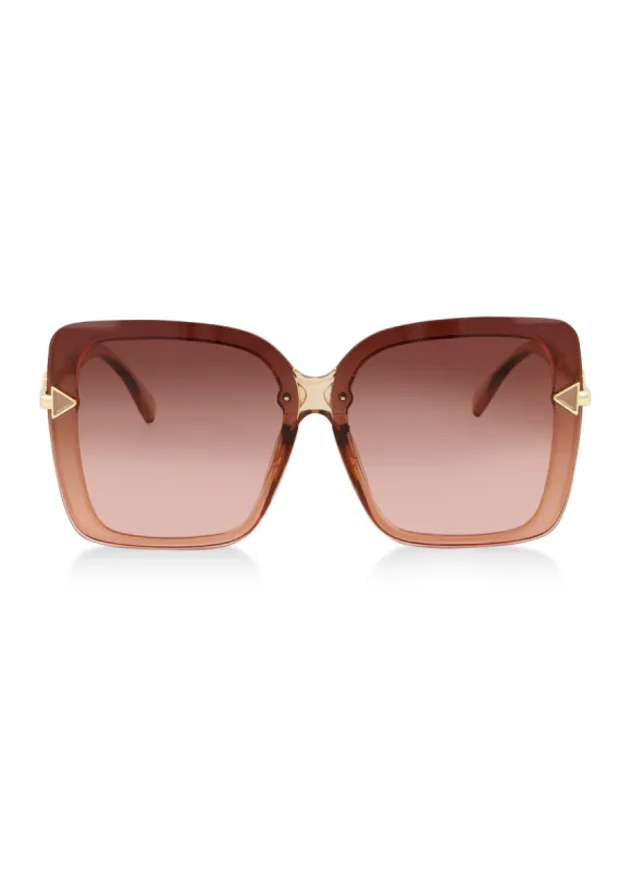 Metallic Temple Detail Oversized Sunglasses sold by Rainbow