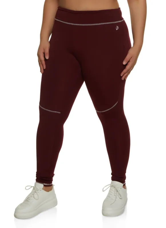 Plus Size Contrast Stitch Detail Leggings sold by Rainbow