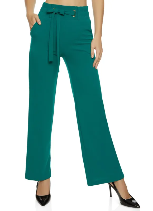 Tie Front Waist Wide Leg Pants sold by Rainbow
