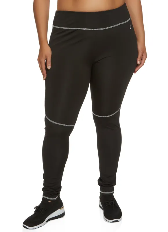 Plus Size Contrast Stitch Detail Leggings sold by Rainbow