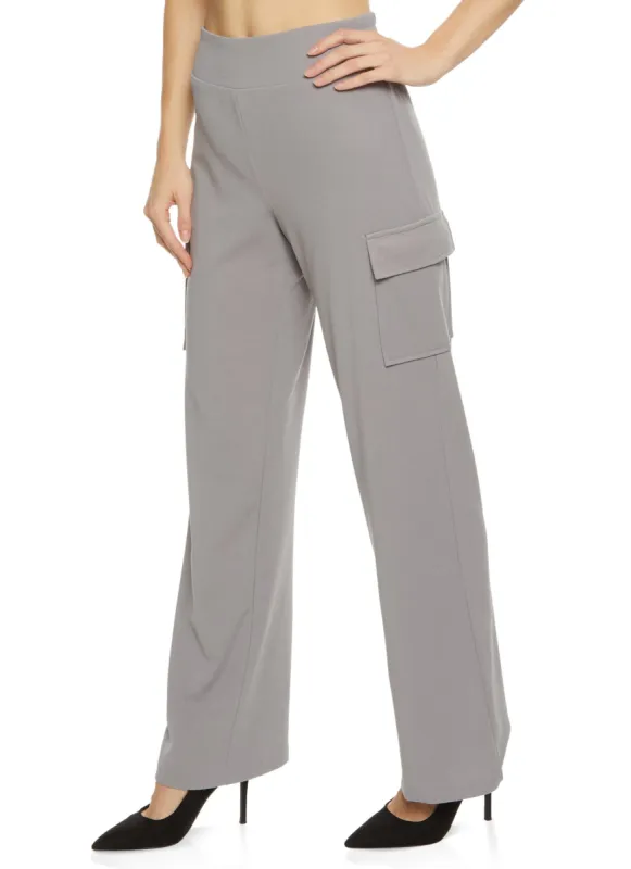 High Waist Cargo Pocket Wide Leg Pants sold by Rainbow