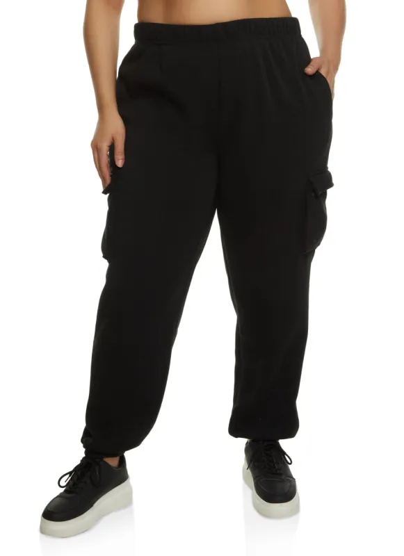 Plus Size Fleece Cargo Sweatpants sold by Rainbow