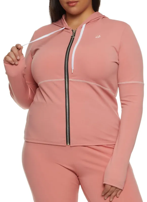 Plus Size Contrast Stitch Detail Track Jacket sold by Rainbow