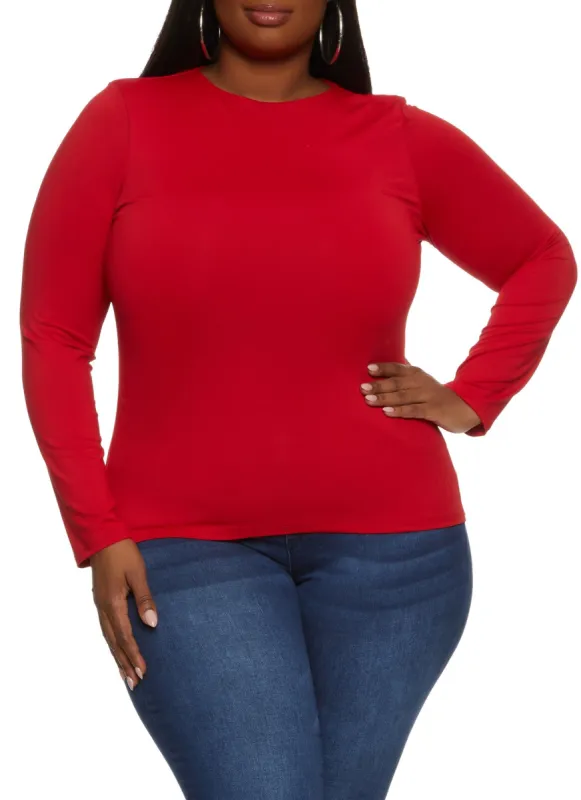 Plus Size Crew Neck Long Sleeve Top sold by Rainbow
