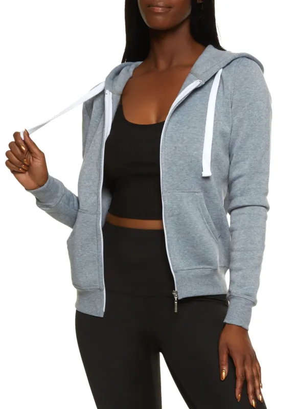 Solid Fleece Zip Front Hoodie sold by Rainbow