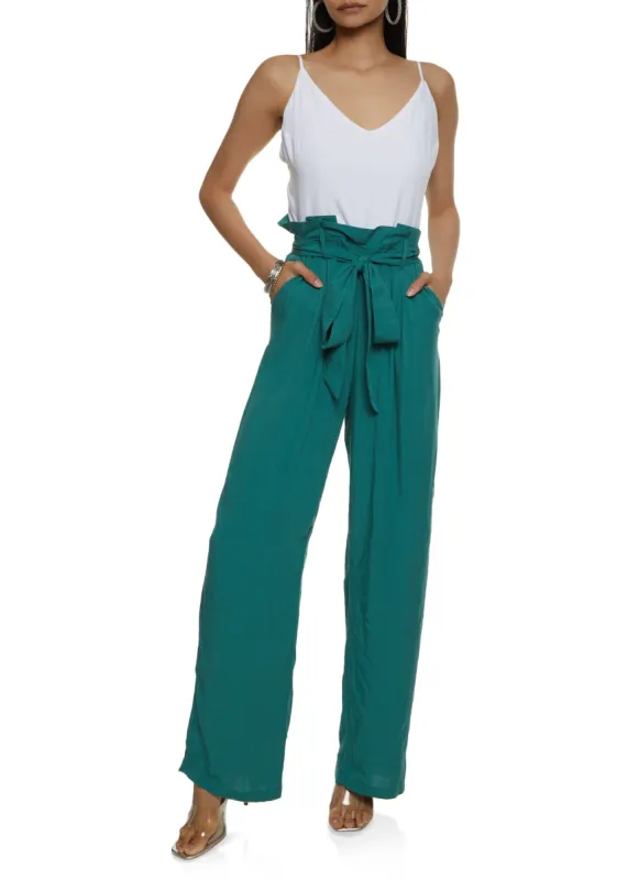 Paper Bag Waist Wide Leg Jumpsuit sold by Rainbow