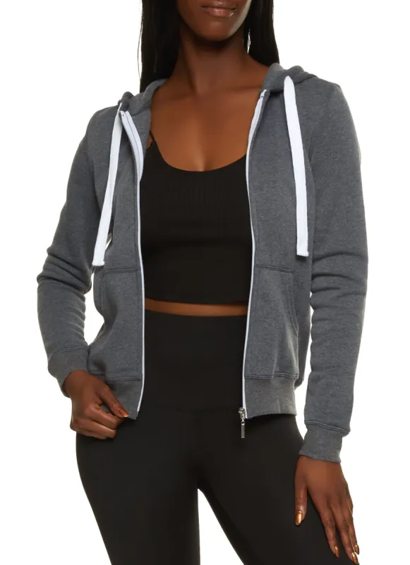Solid Fleece Zip Front Hoodie sold by Rainbow