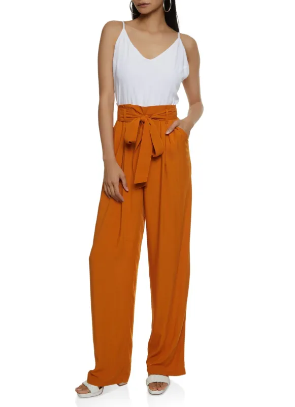 Paper Bag Waist Wide Leg Jumpsuit sold by Rainbow