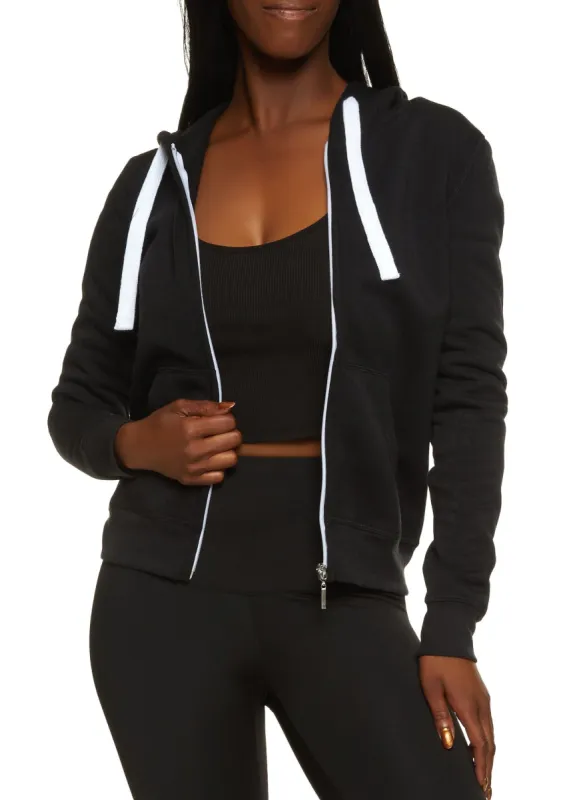 Solid Fleece Zip Front Hoodie sold by Rainbow