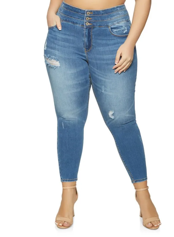 WAX Plus Size 3 Button Jeans sold by Rainbow